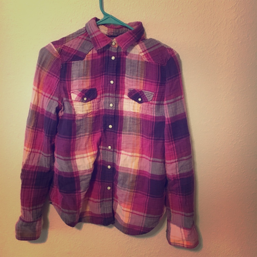 Pink plaid button shirt